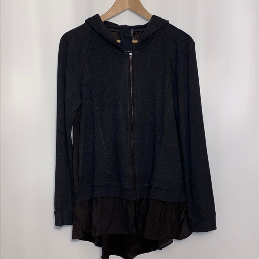 Heather by Bordeaux Hooded Silk Zip Tunic Medium